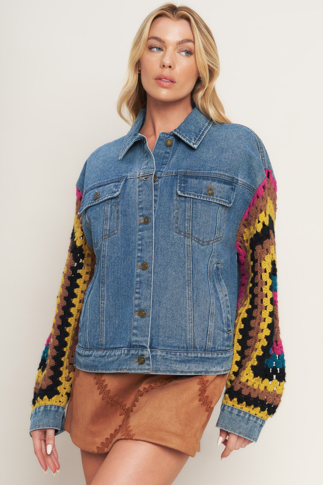 Festival Weave Washed Denim Jacket