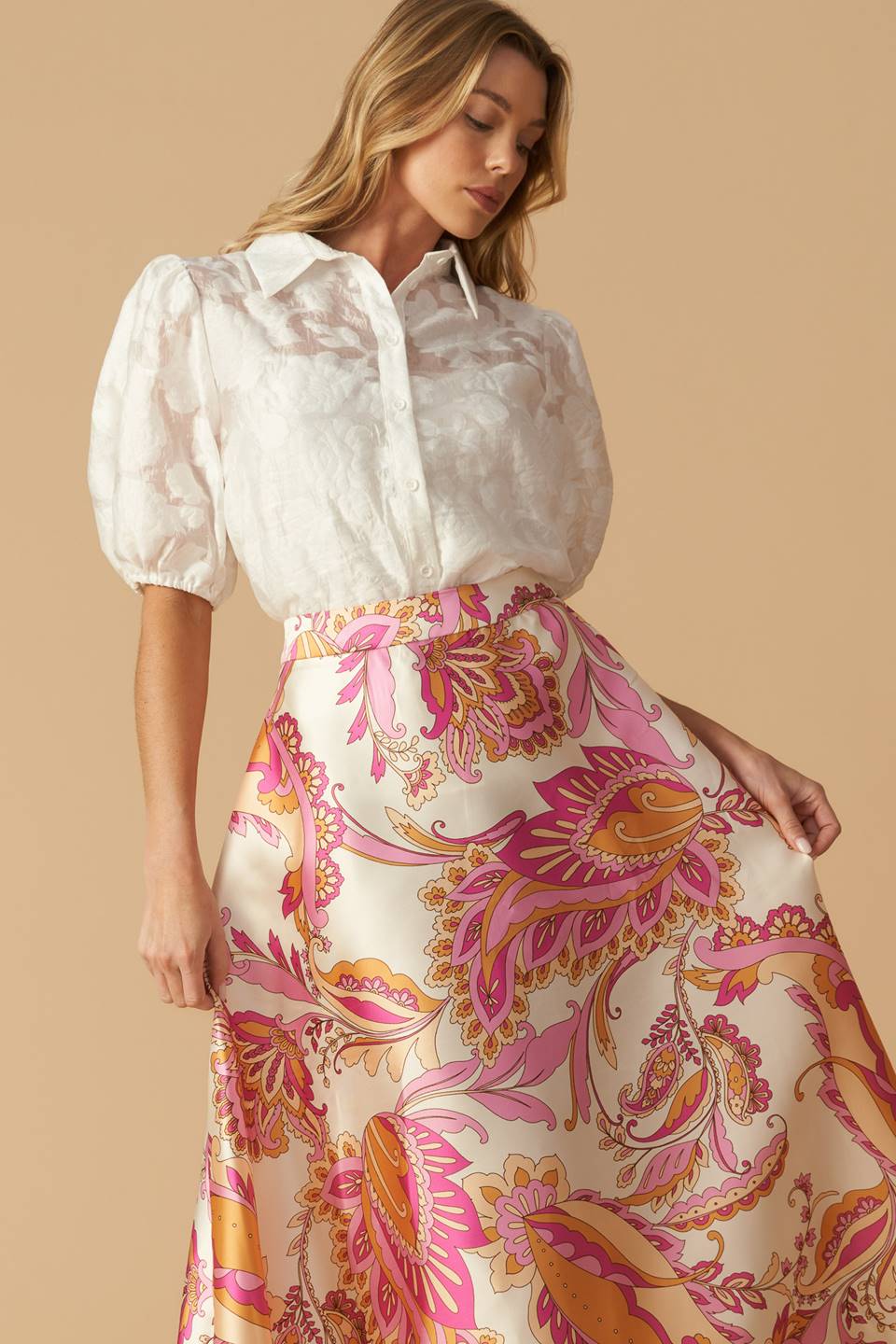 In the Stillness Woven Midi Skirt