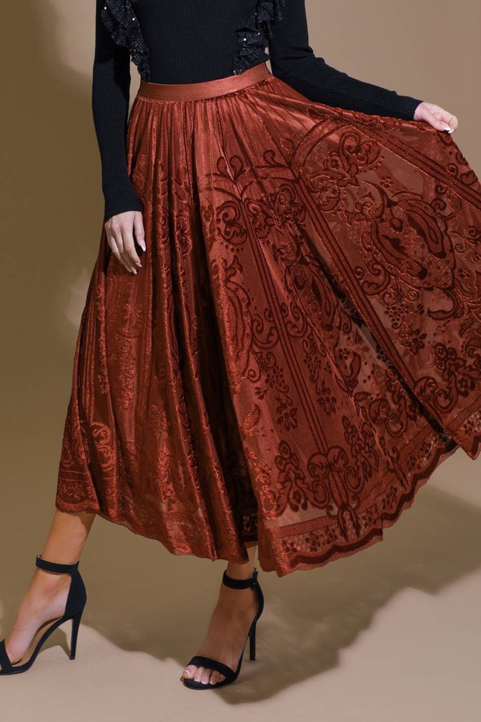 Ease My Mind Velvet Midi Skirt