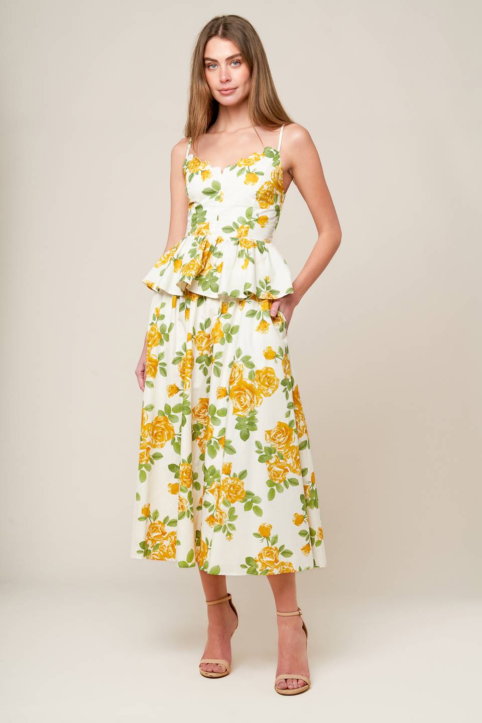 Every Sunday Cream Woven Midi Skirt