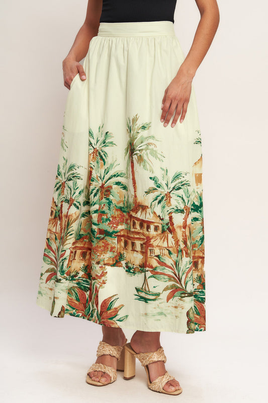 Island Time Only Woven Midi Full Skirt