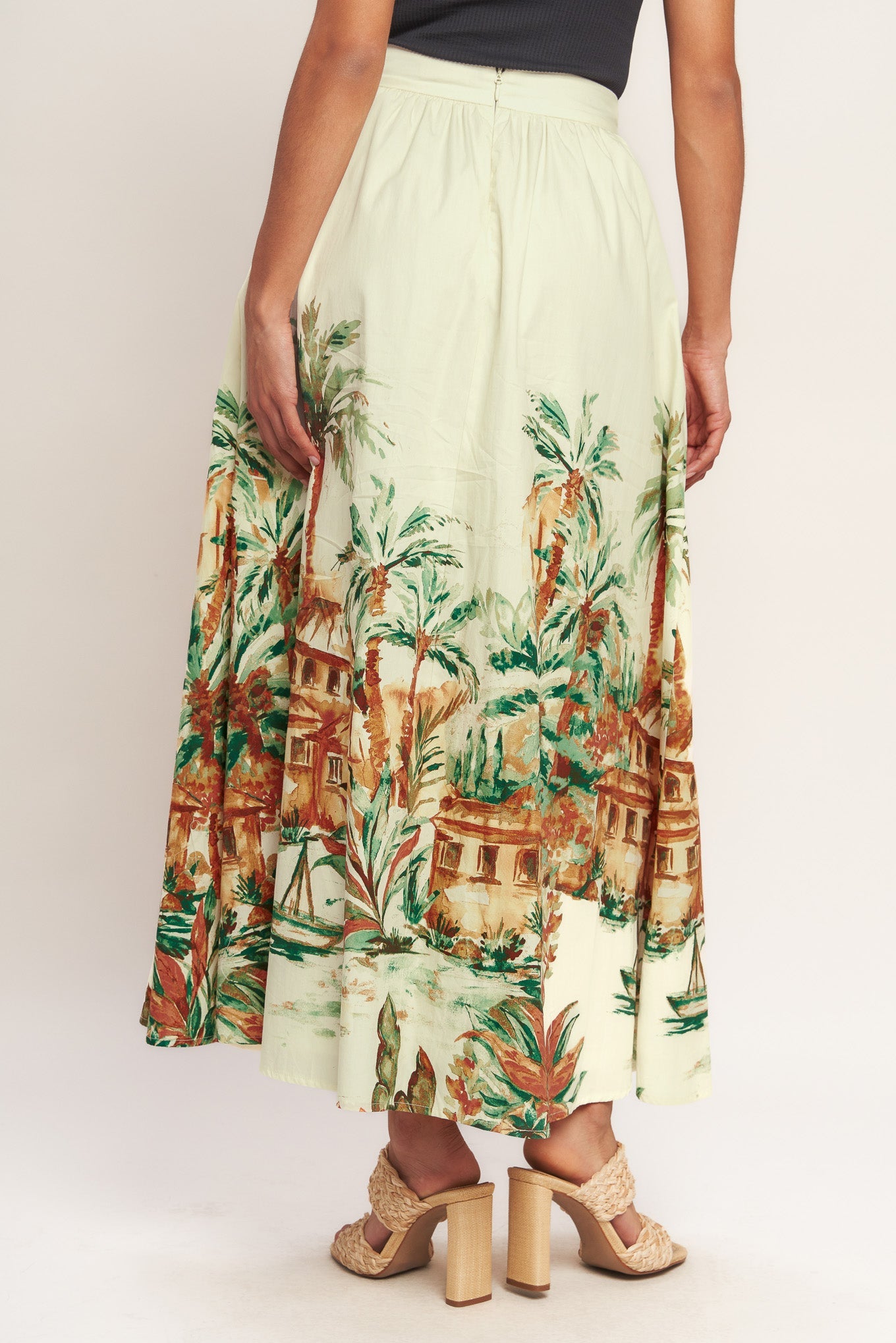 Island Time Only Woven Midi Full Skirt