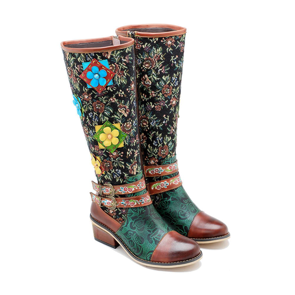 Vintage Handmade Stunning Floral Boots