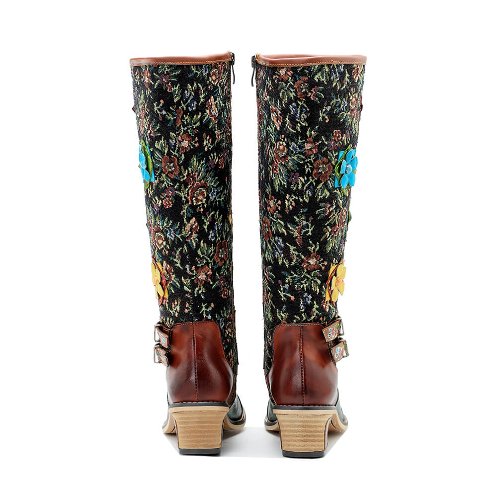 Vintage Handmade Stunning Floral Boots