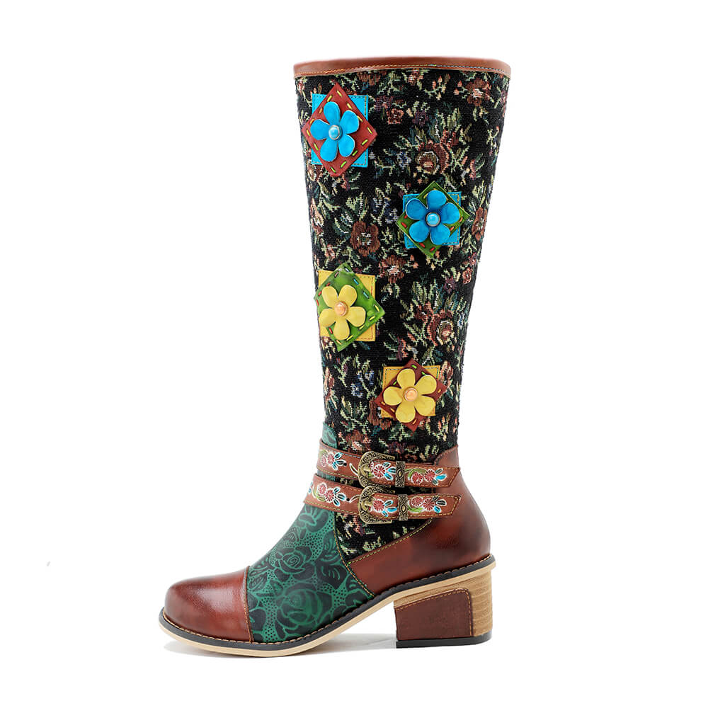 Vintage Handmade Stunning Floral Boots