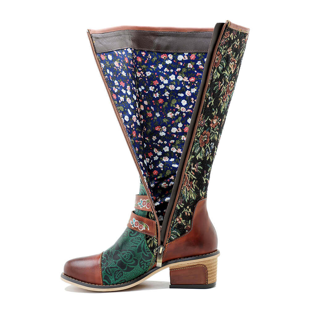 Vintage Handmade Stunning Floral Boots