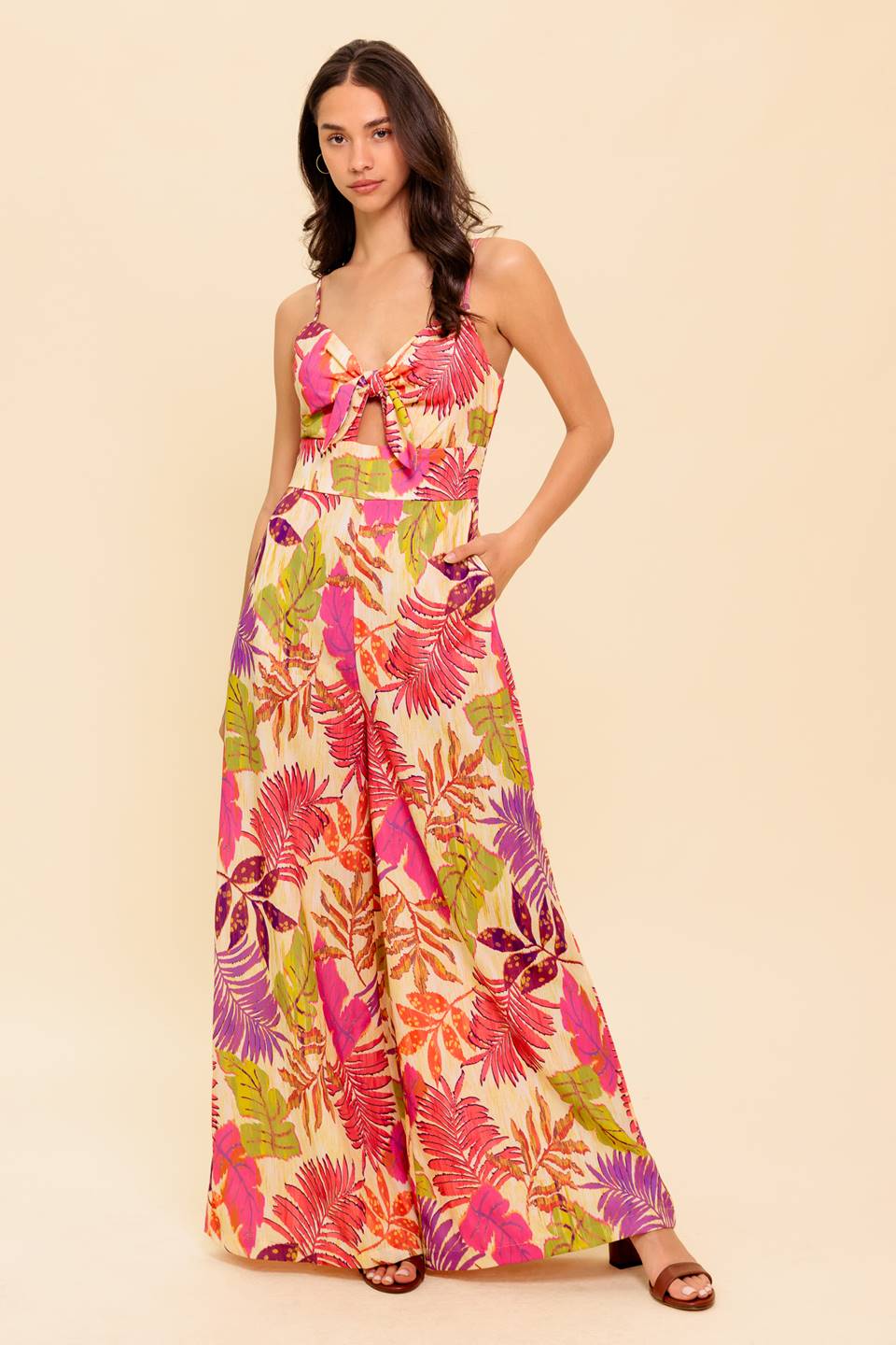 Safe Haven Pink Woven Jumpsuit