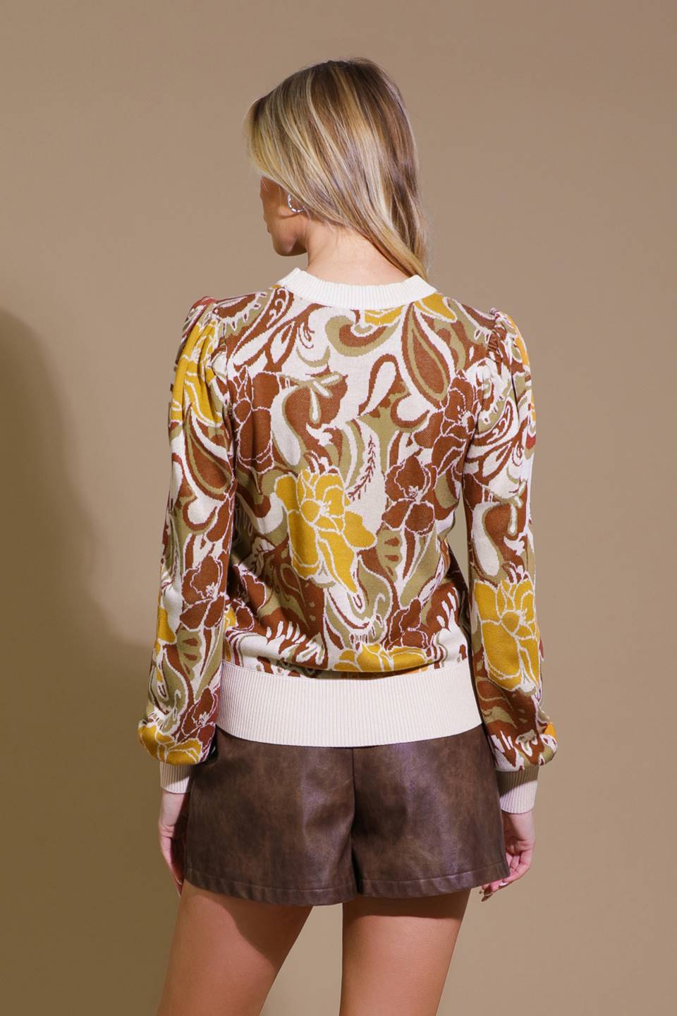 Keeping Tabs Jacquard Pullover Sweater Top