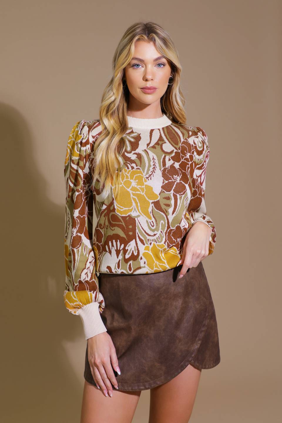 Keeping Tabs Jacquard Pullover Sweater Top