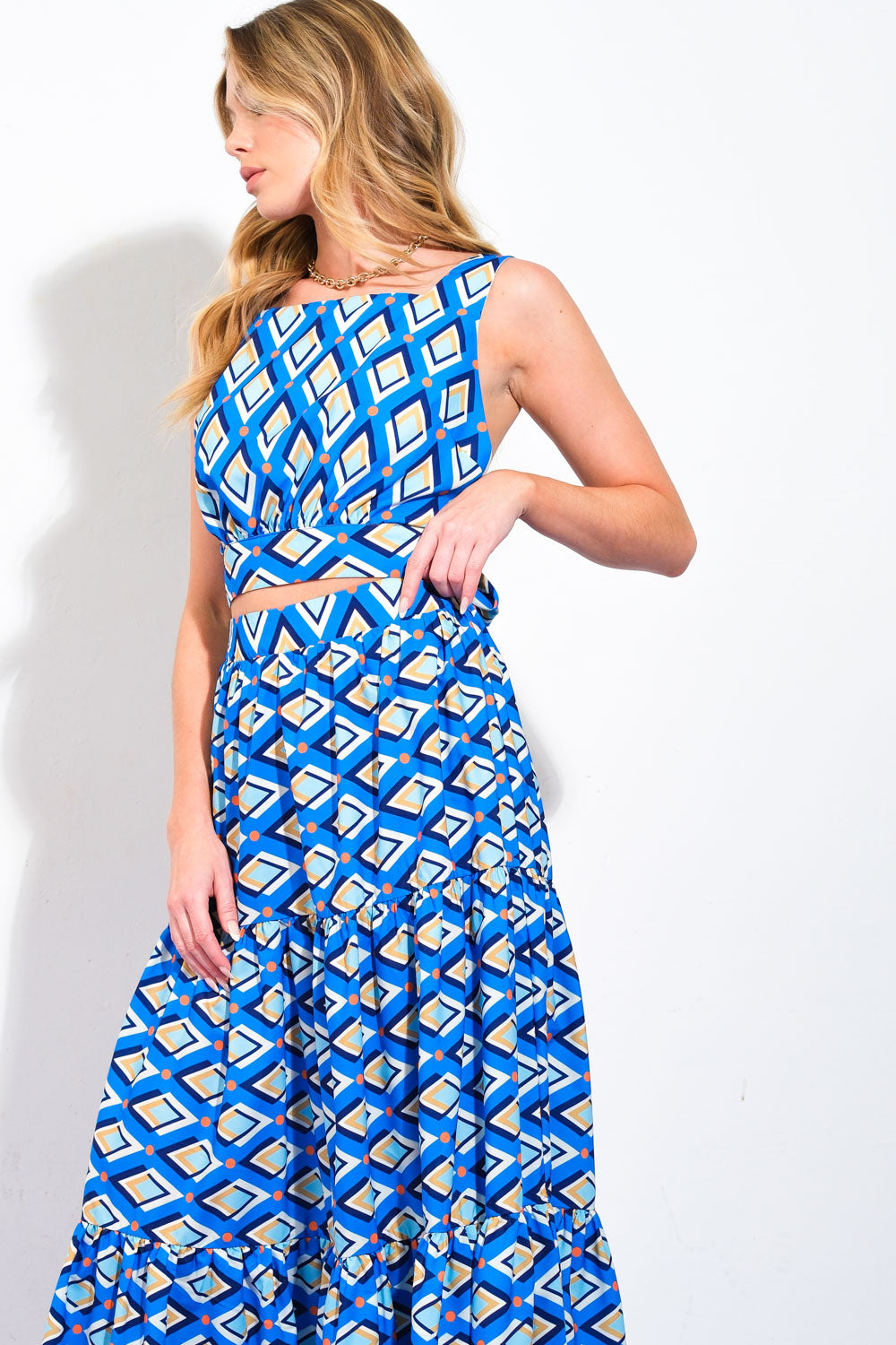 Summer Journey Woven Top and Skirt Set