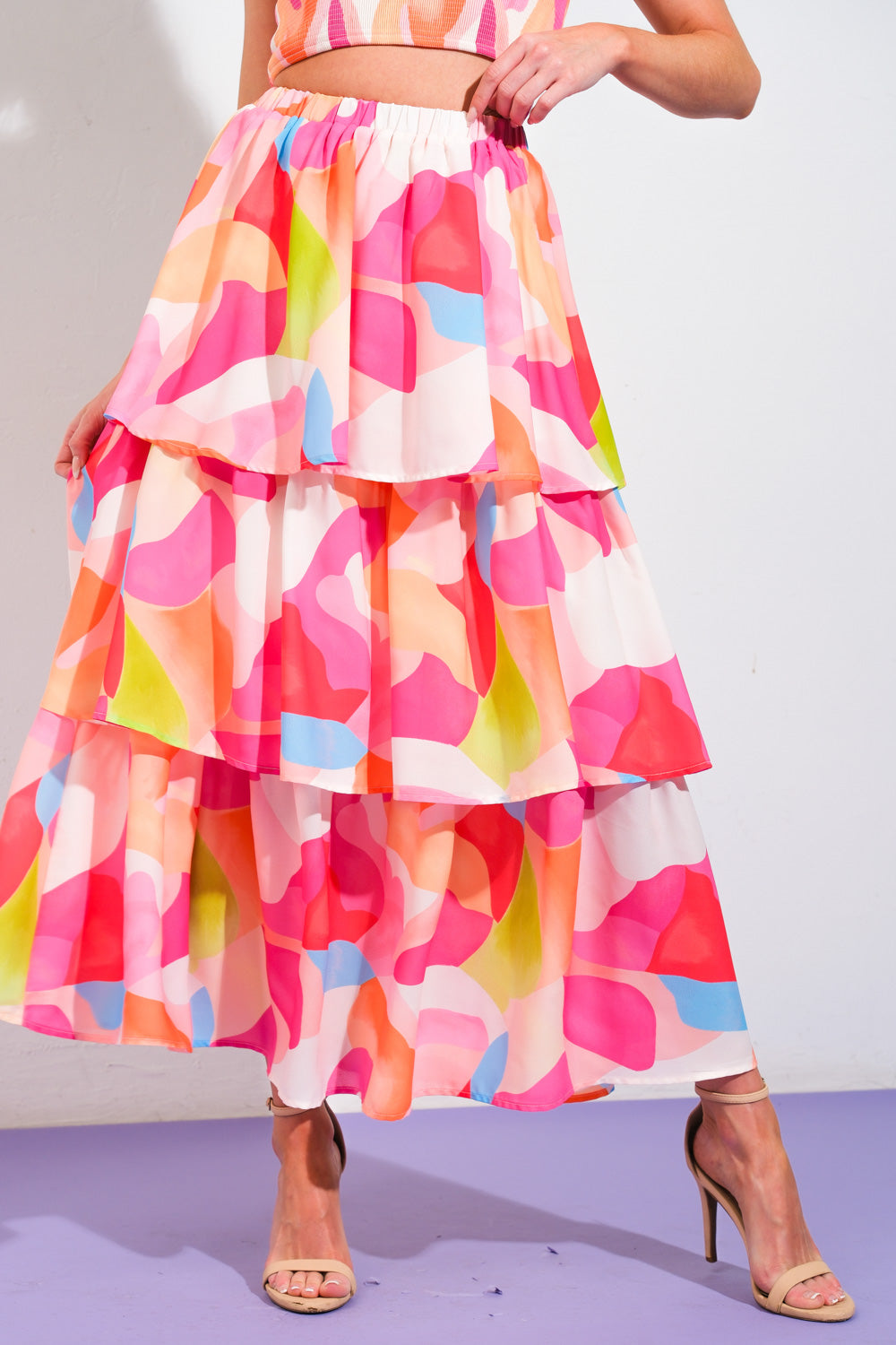 Absolute Edge Pink Woven Top and Skirt