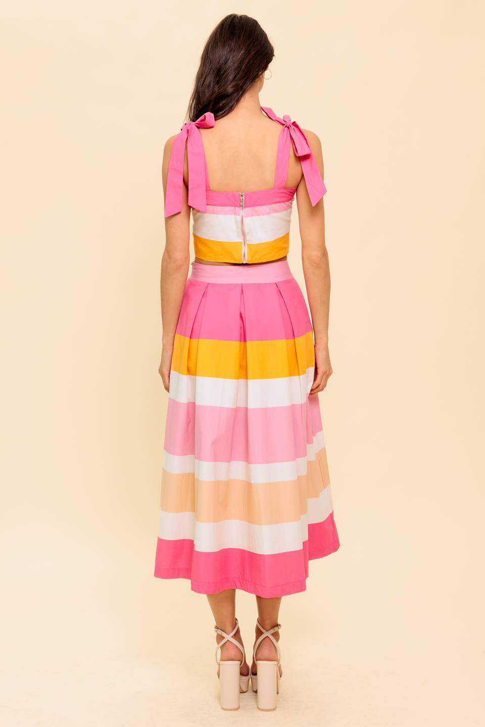 The Space Between Pink Woven Top and Skirt Set