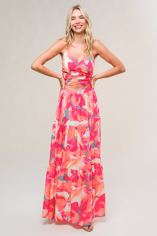 Romantically Speaking Woven Top and Skirt Set