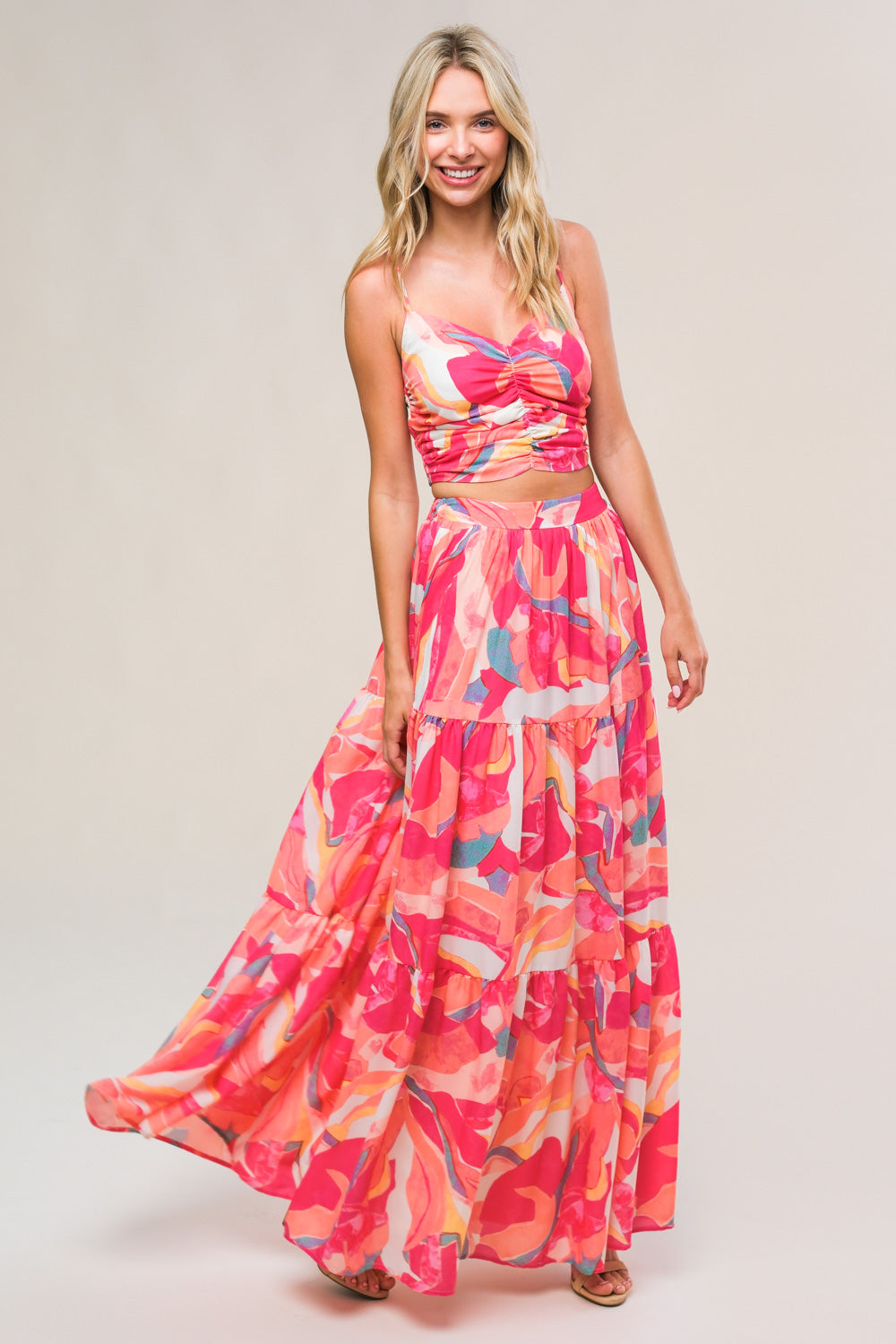 Romantically Speaking Woven Top and Skirt Set