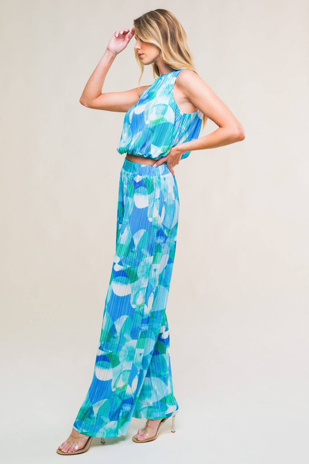 Maritime Muse Woven Plisse Top and Pant Set