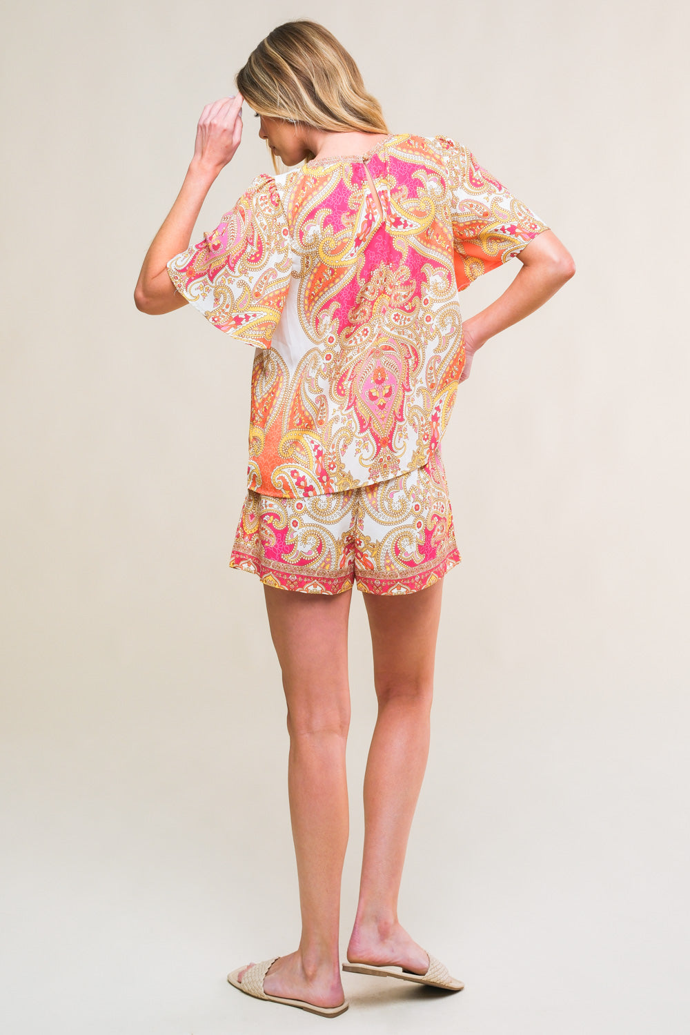 Scarlet Symphony Woven Top and Short Set