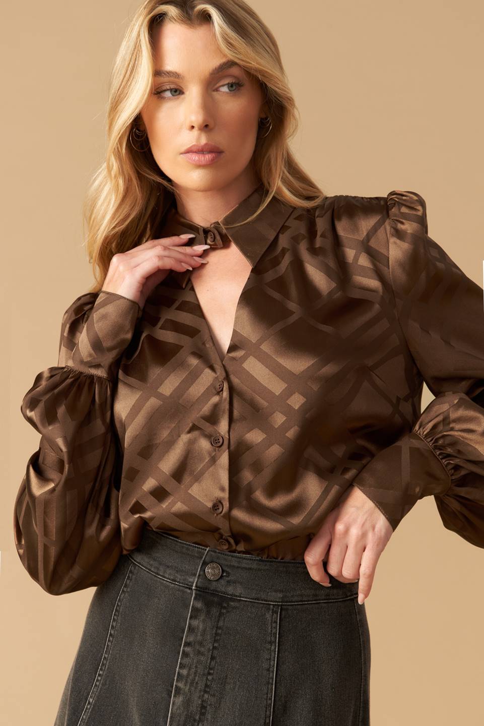 The Art of Balance Woven Satin Top