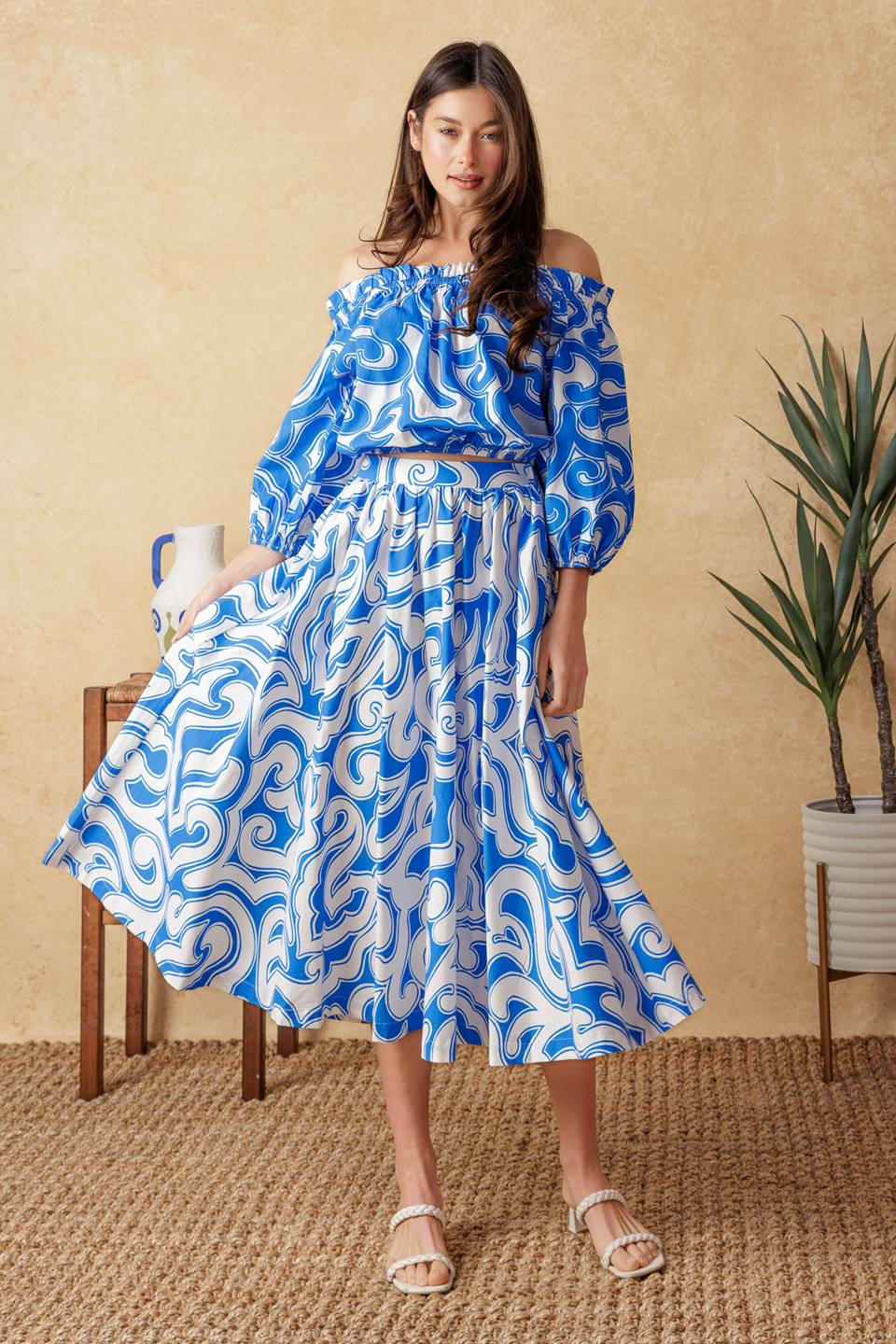 Sunset Sashay Blue Top and Skirt Set