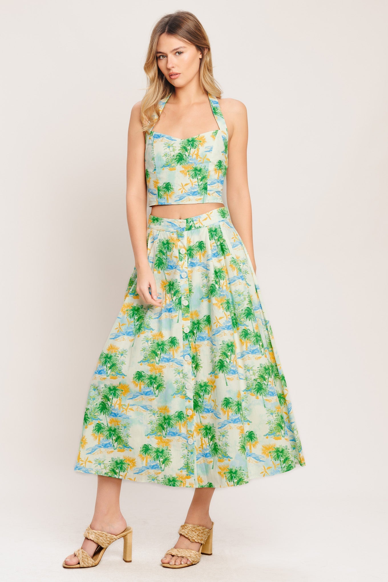 Picture Perfect Woven Top and Skirt Set