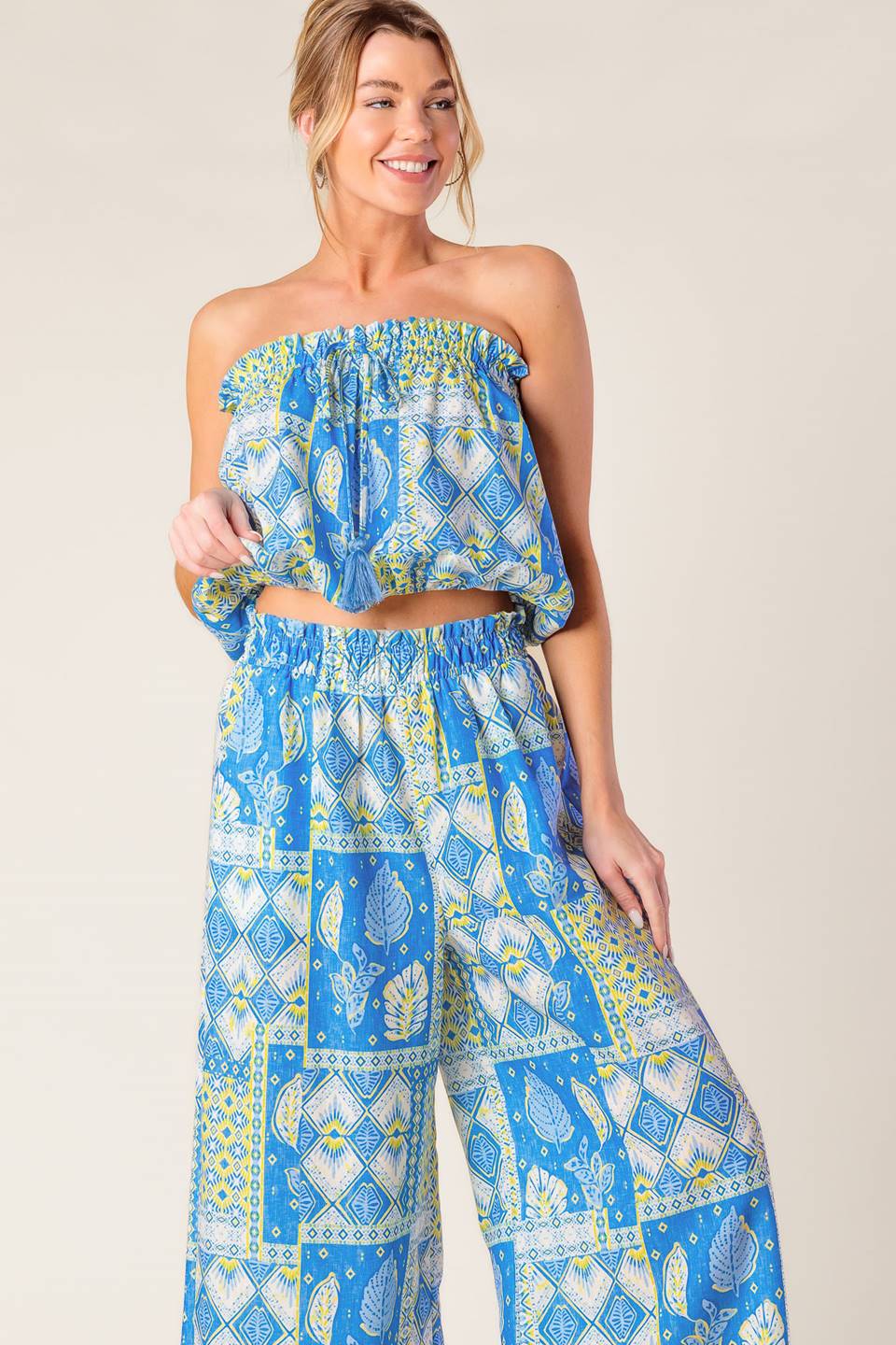 Let's Get Out of Town Woven Top and Pant Set