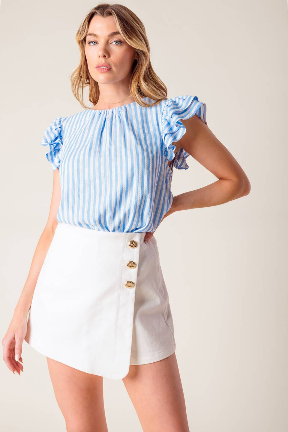 Sweet Harmony Blue Woven Top