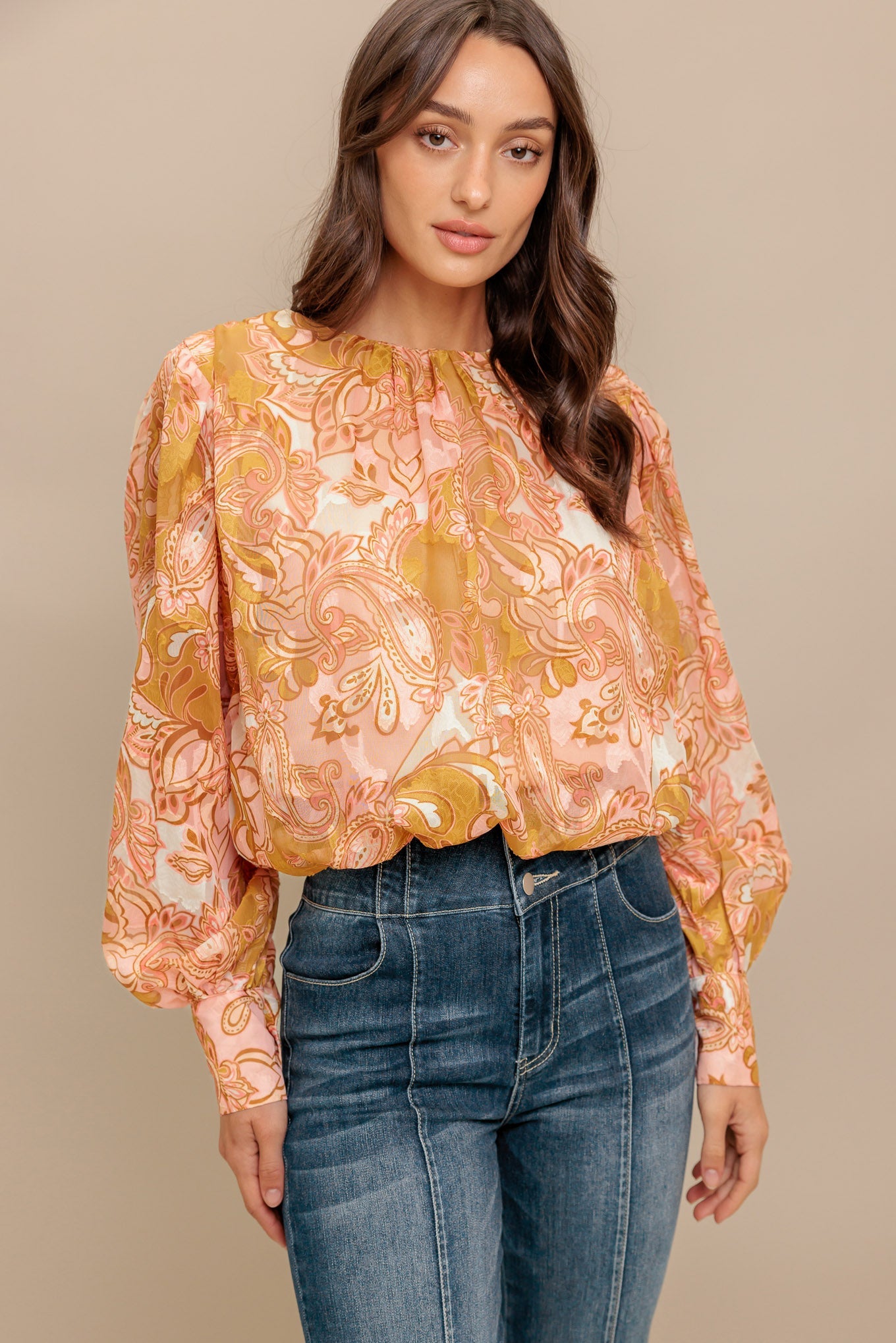 Paisley Breeze  Woven Jacquard Top