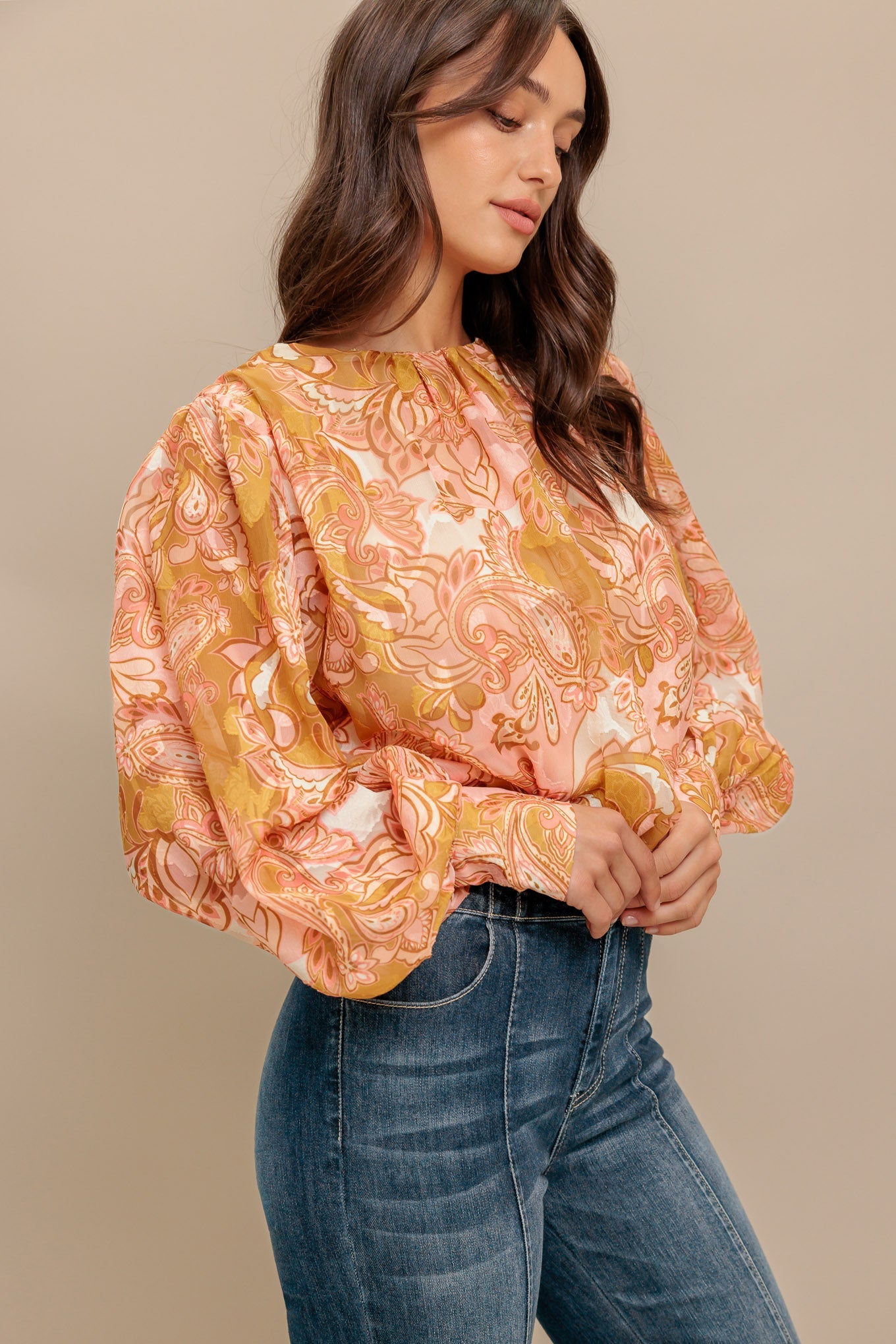 Paisley Breeze  Woven Jacquard Top