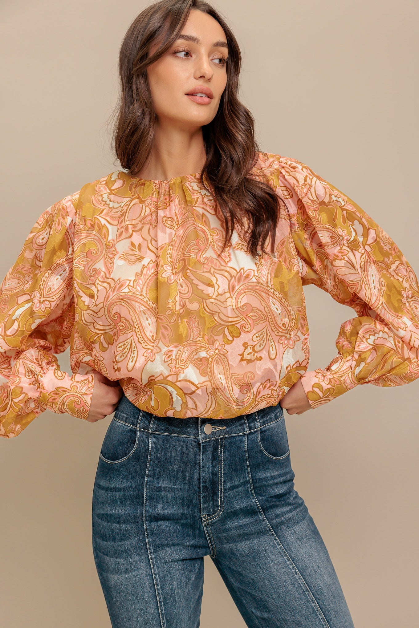 Paisley Breeze  Woven Jacquard Top