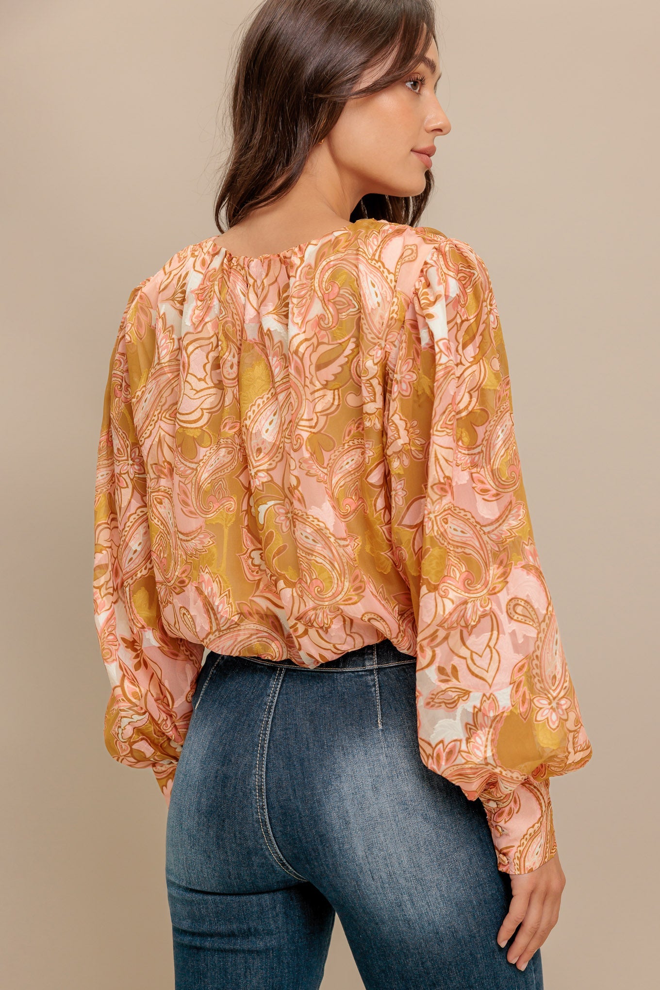 Paisley Breeze  Woven Jacquard Top