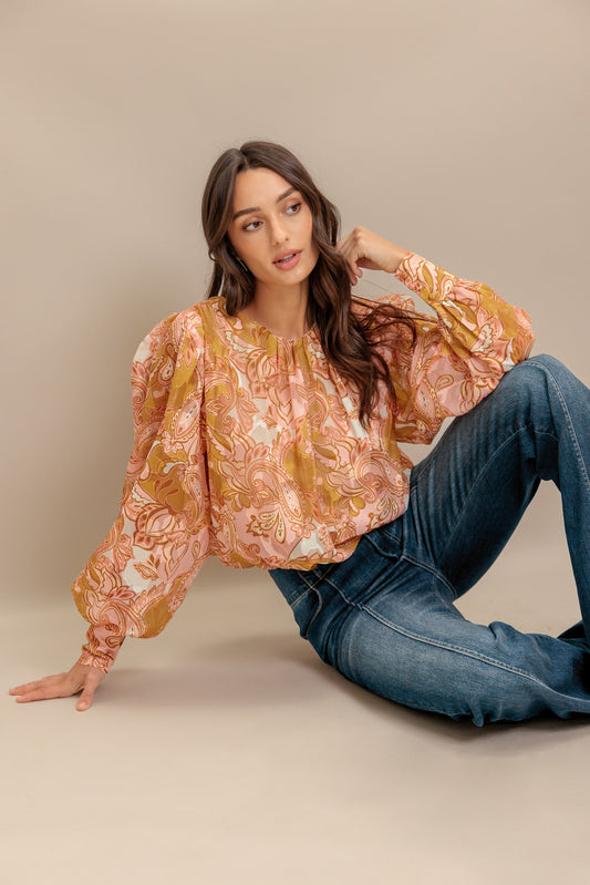 Paisley Breeze  Woven Jacquard Top
