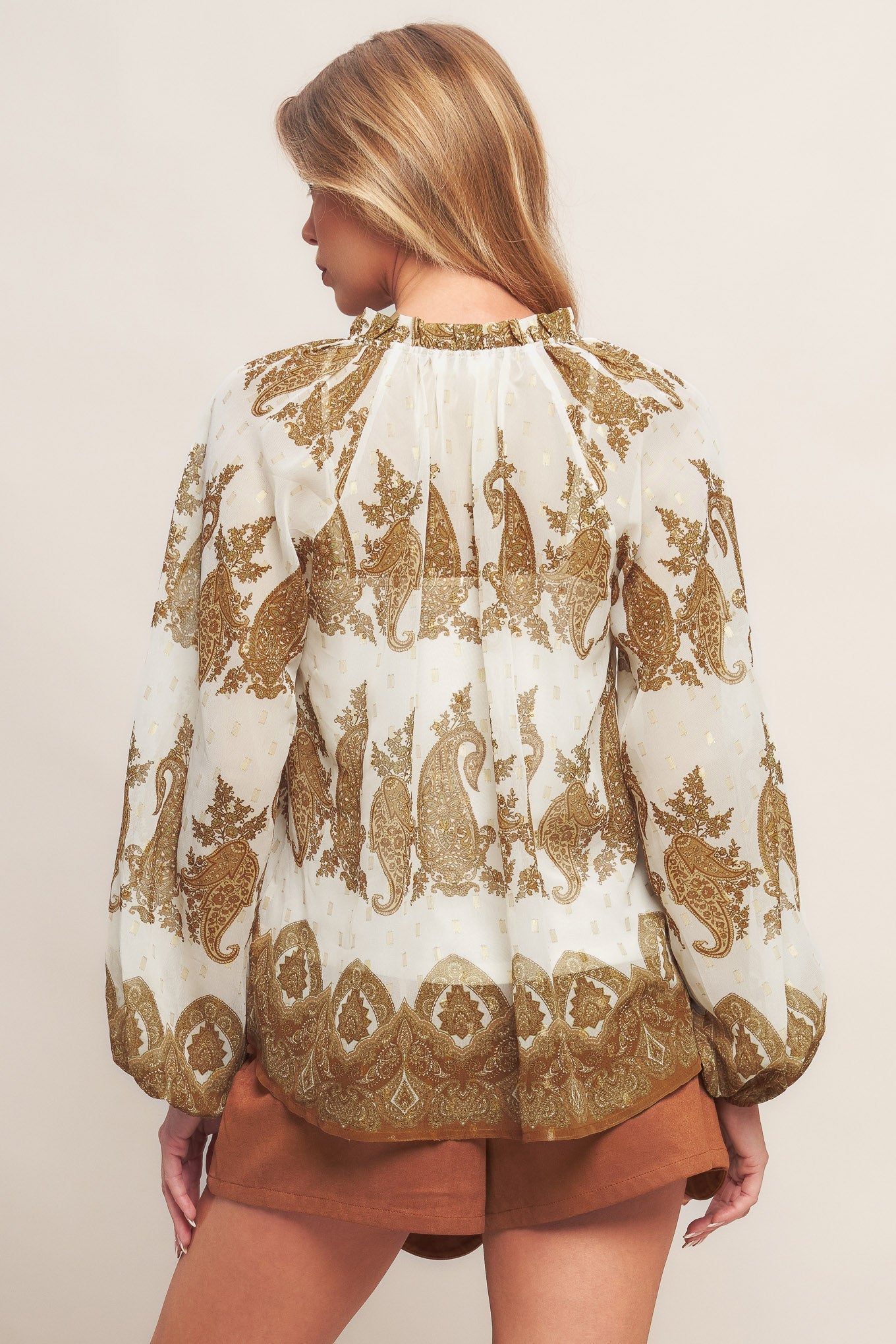 Moroccan Spice Ivory Woven Top