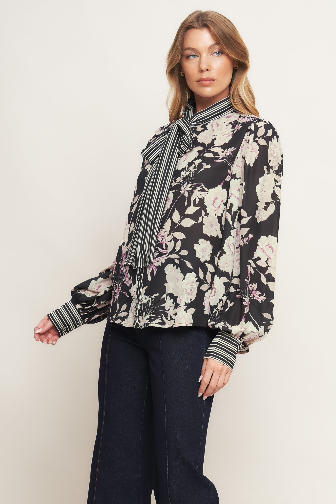 Garden Glam Black Woven Top