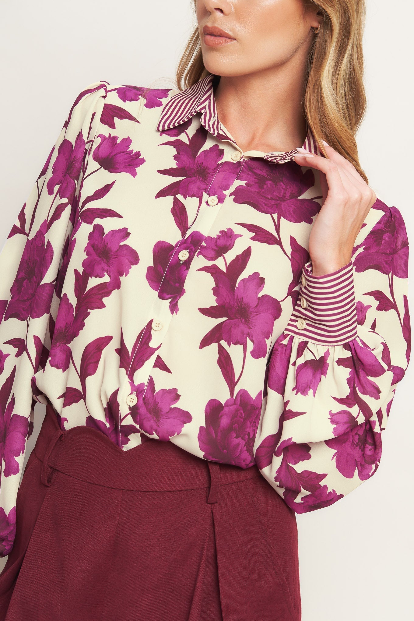 Sweet Botanical Charm Woven Top