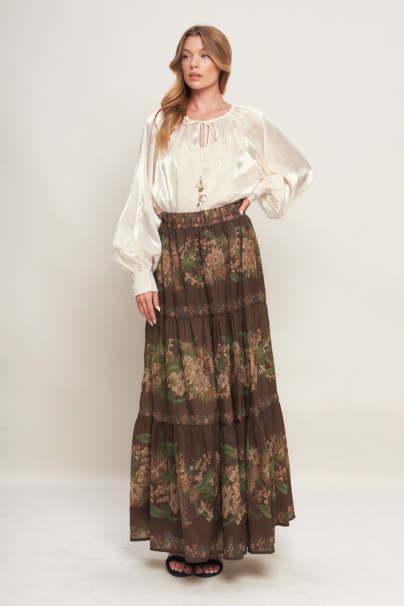 Eternal Pearl Charm Woven Peasant Top