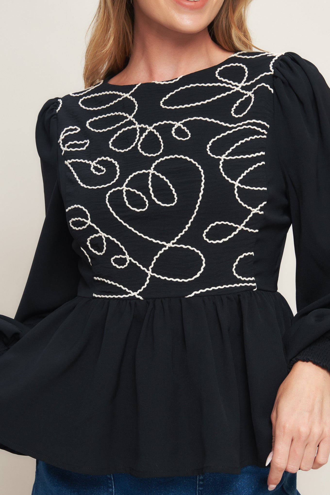 Black Canvas Woven Top