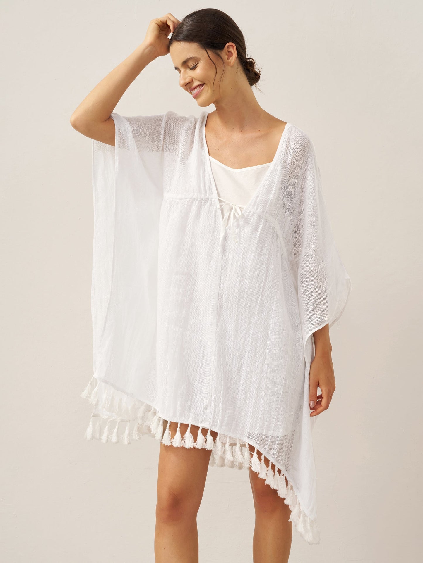 Linen V-Neck Cover-Up and Slip Dress Set