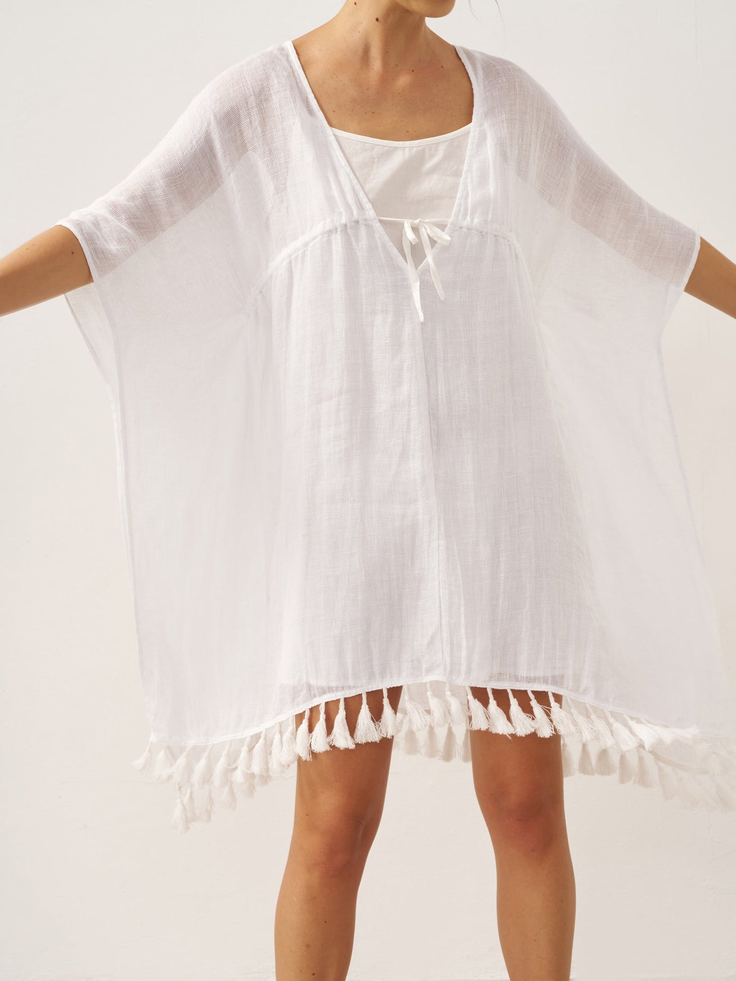 Linen V-Neck Cover-Up and Slip Dress Set