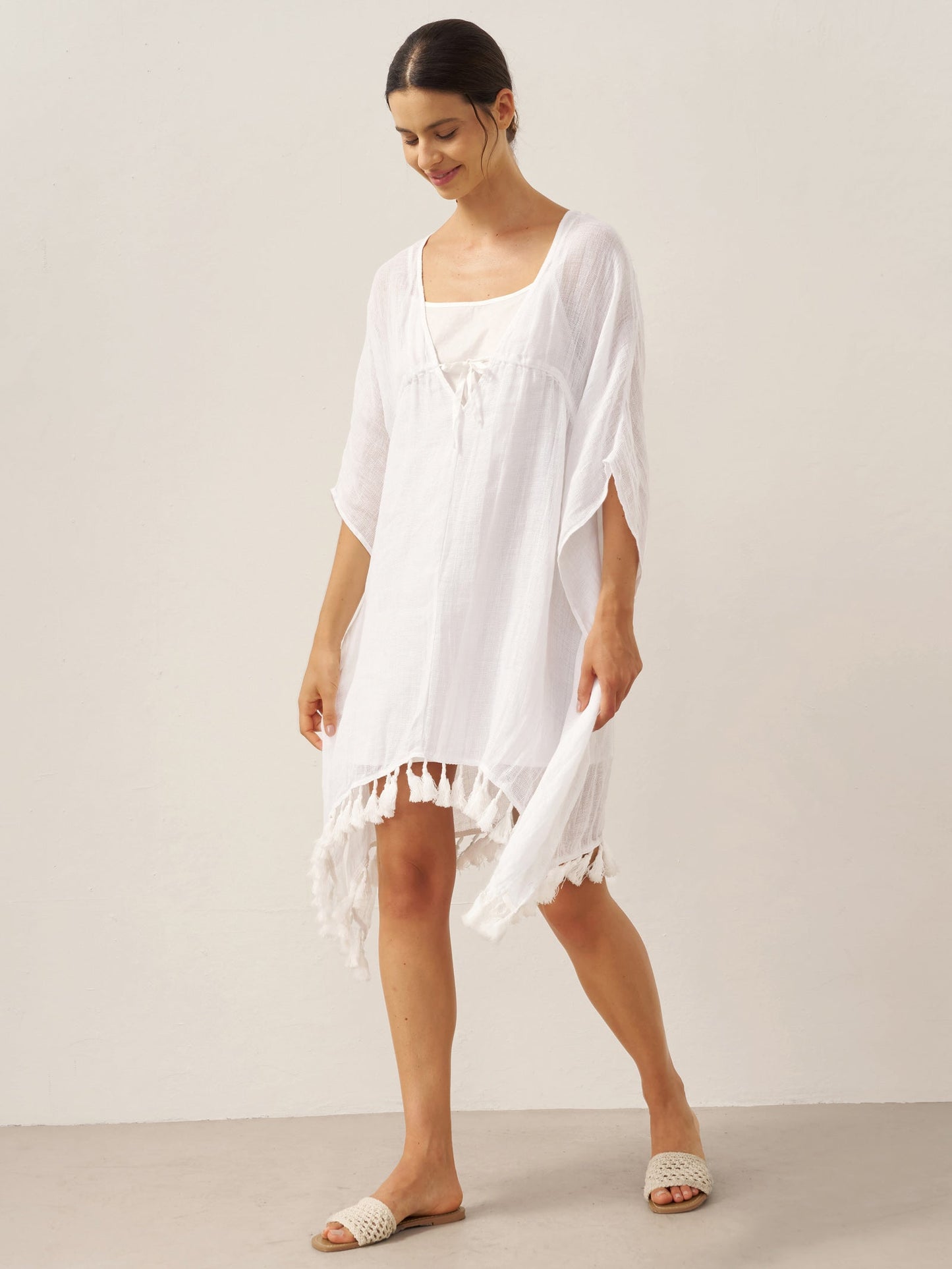 Linen V-Neck Cover-Up and Slip Dress Set