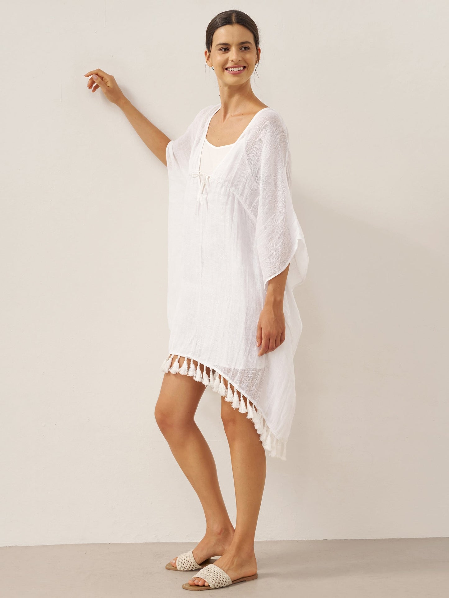 Linen V-Neck Cover-Up and Slip Dress Set