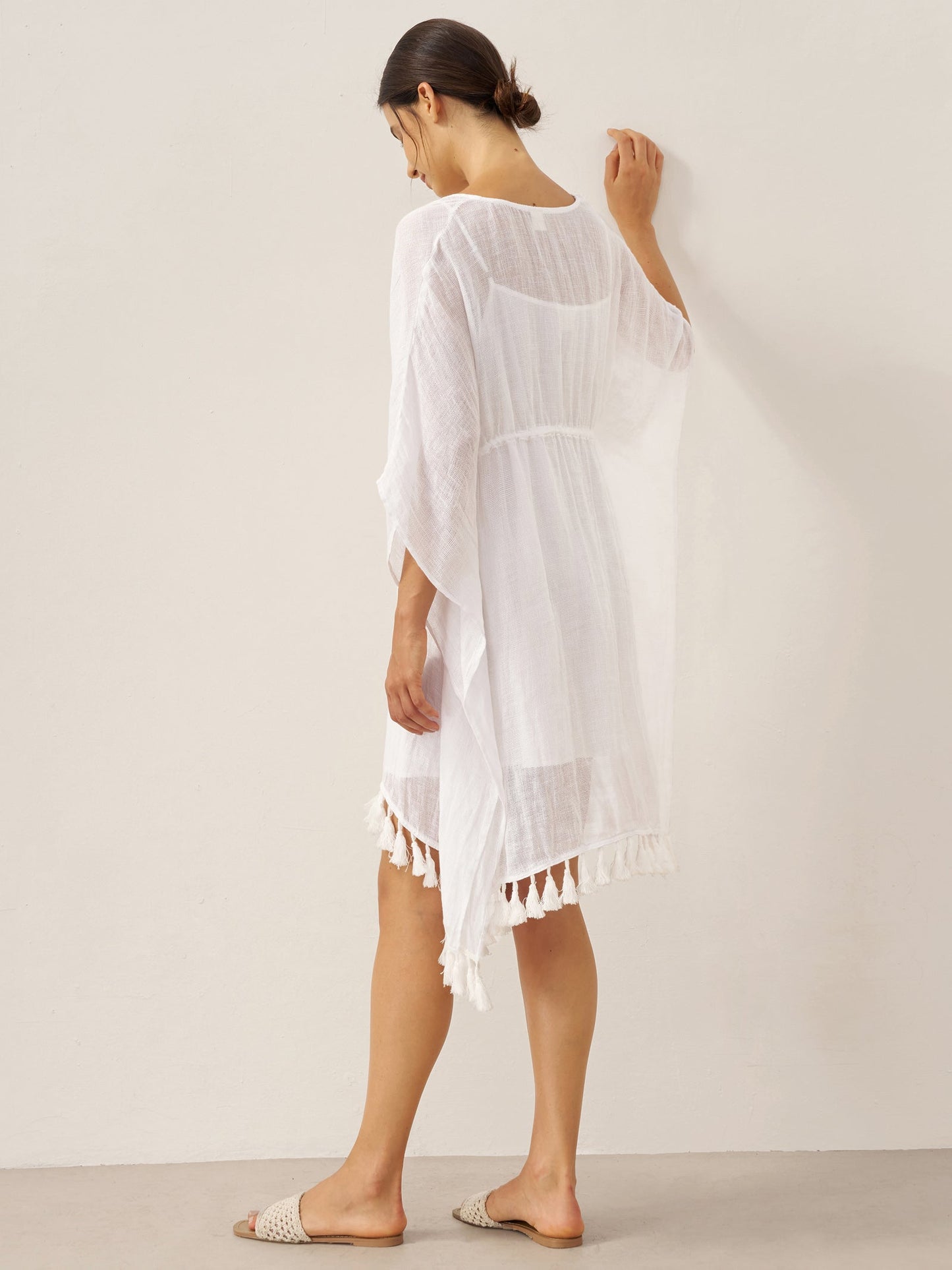 Linen V-Neck Cover-Up and Slip Dress Set
