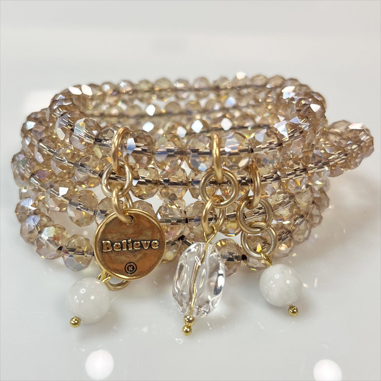 Believe Heart Crystal Boho Wrap Bracelet or Necklace