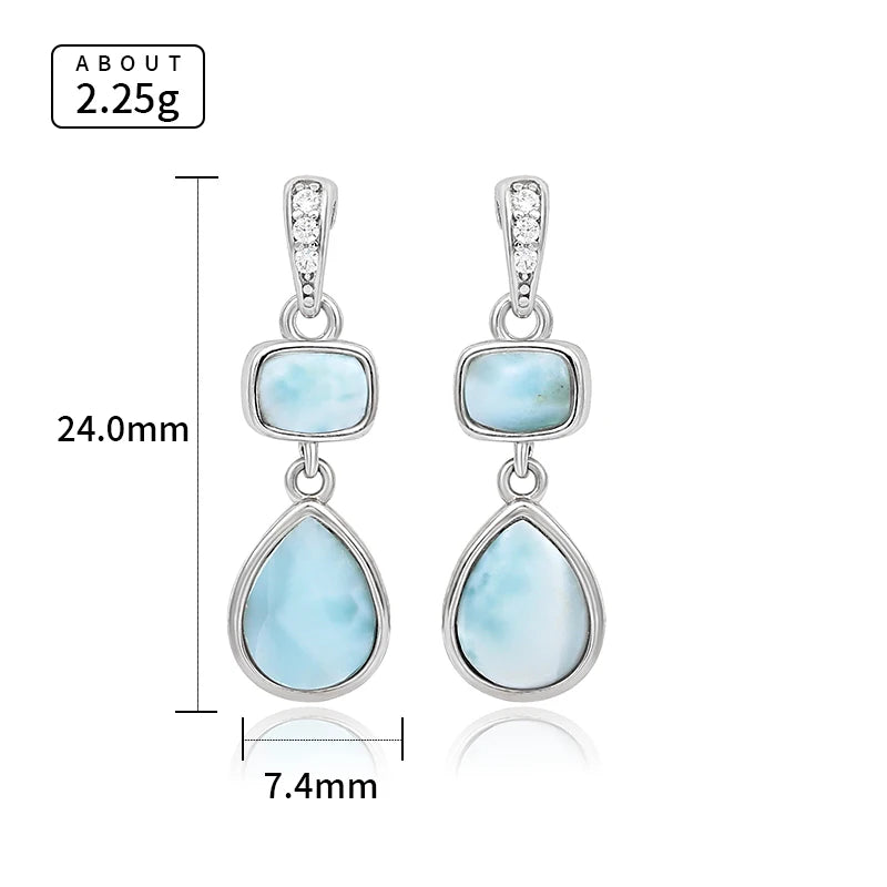 Precious Blue Larimar Earrings in Sterling Silver