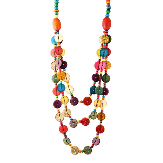 Handmade Bohemia Statement Necklace Coconut Shells