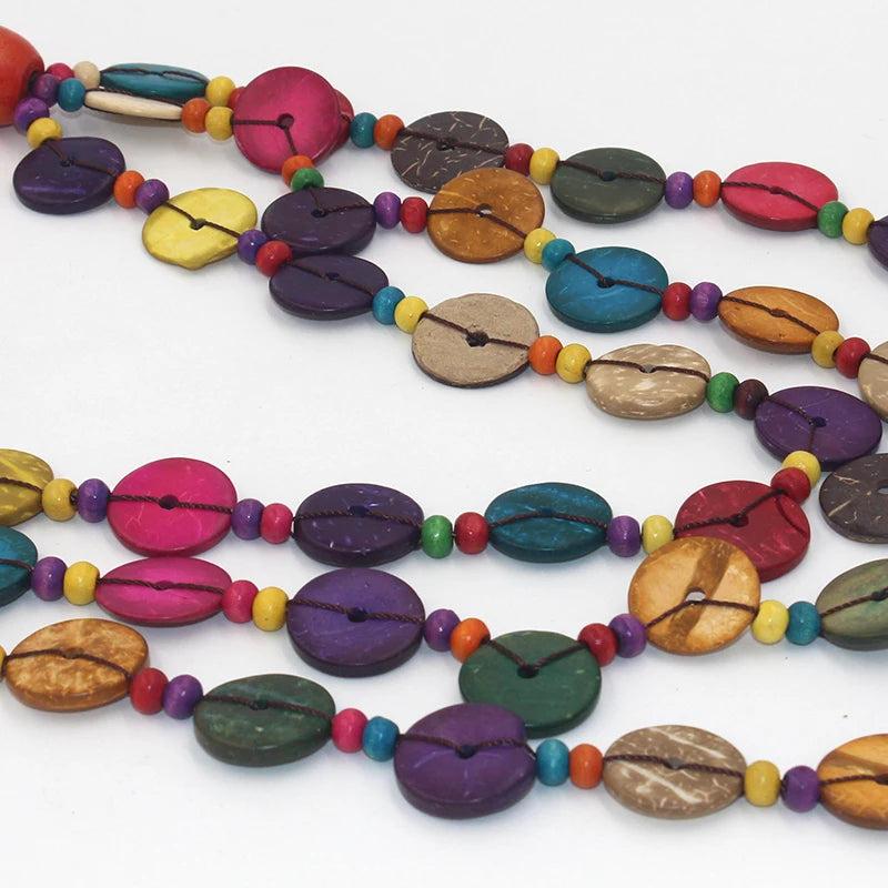Handmade Bohemia Statement Necklace Coconut Shells