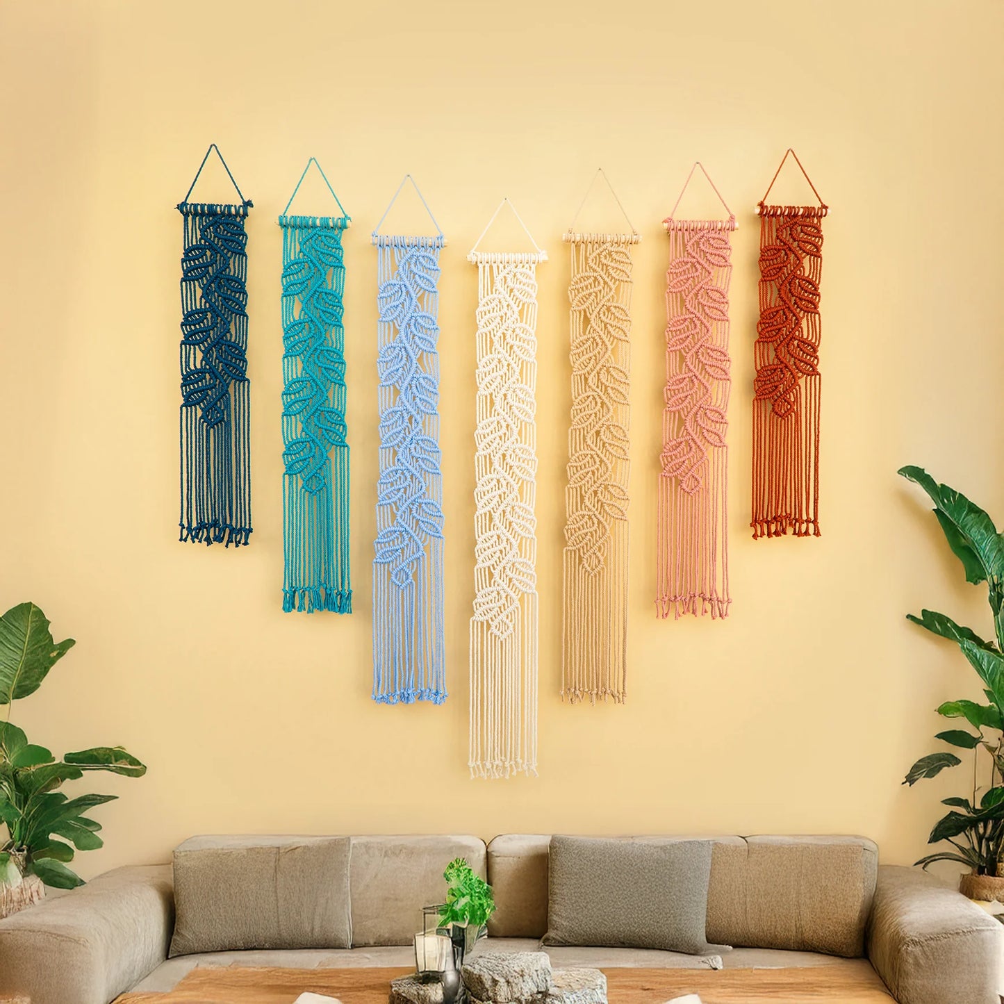 Vela Blue Pink Macrame Wall Hangings