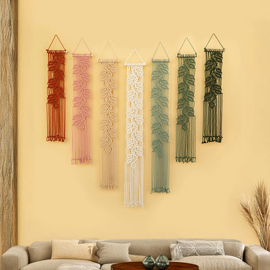 Vela Pink Green Macrame Wall Hangings
