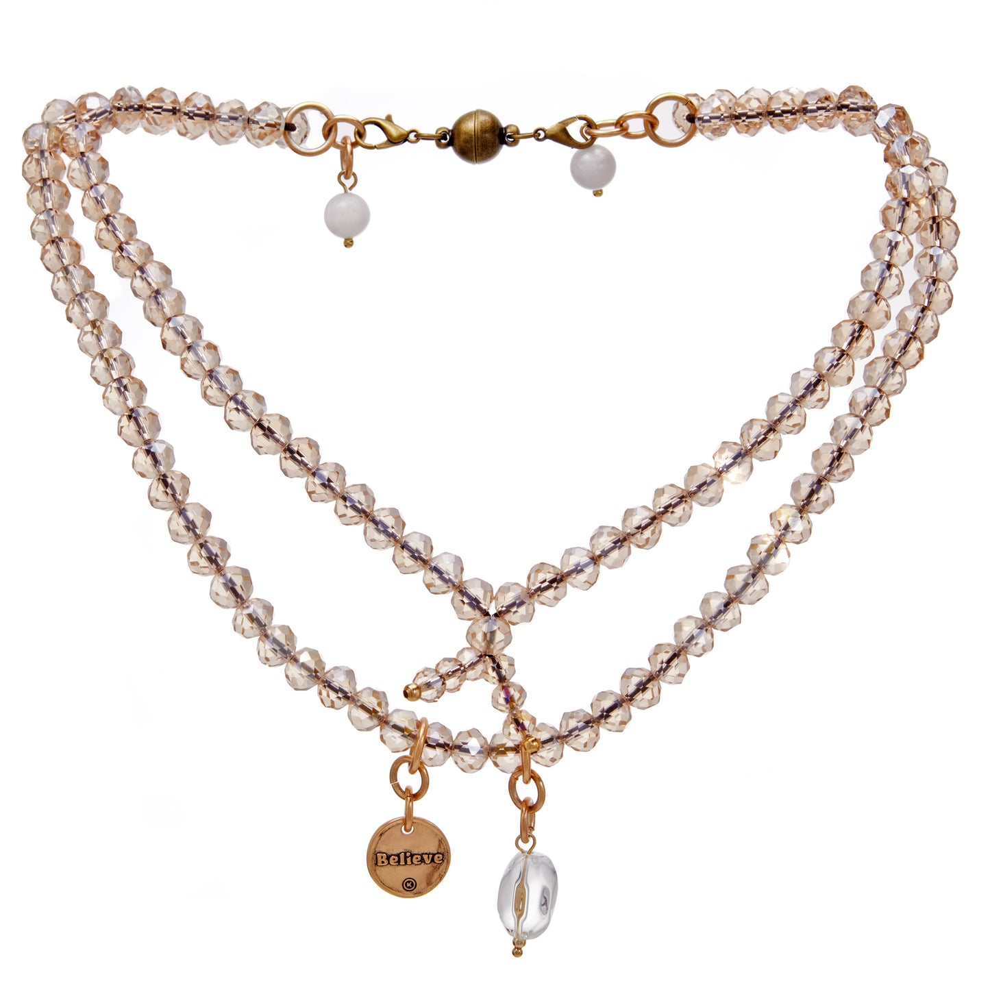 Believe Heart Crystal Boho Wrap Bracelet or Necklace