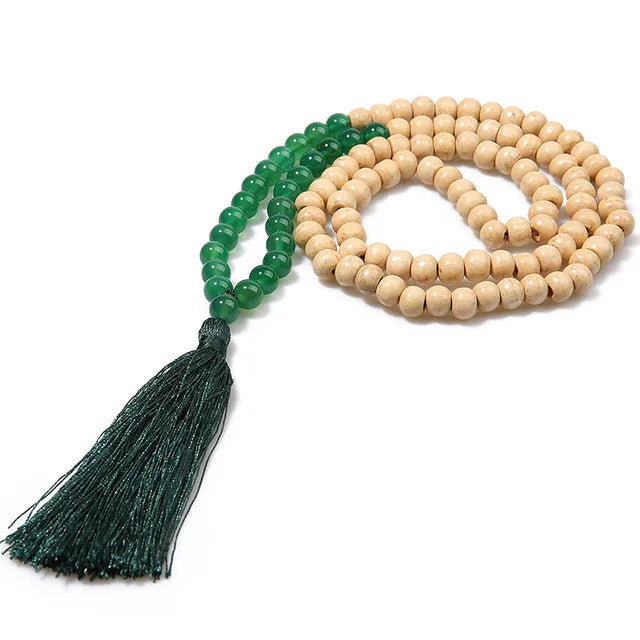 Handmade Natural Stone & Wood Bead Necklace