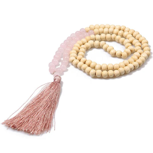 Handmade Natural Stone & Wood Bead Necklace