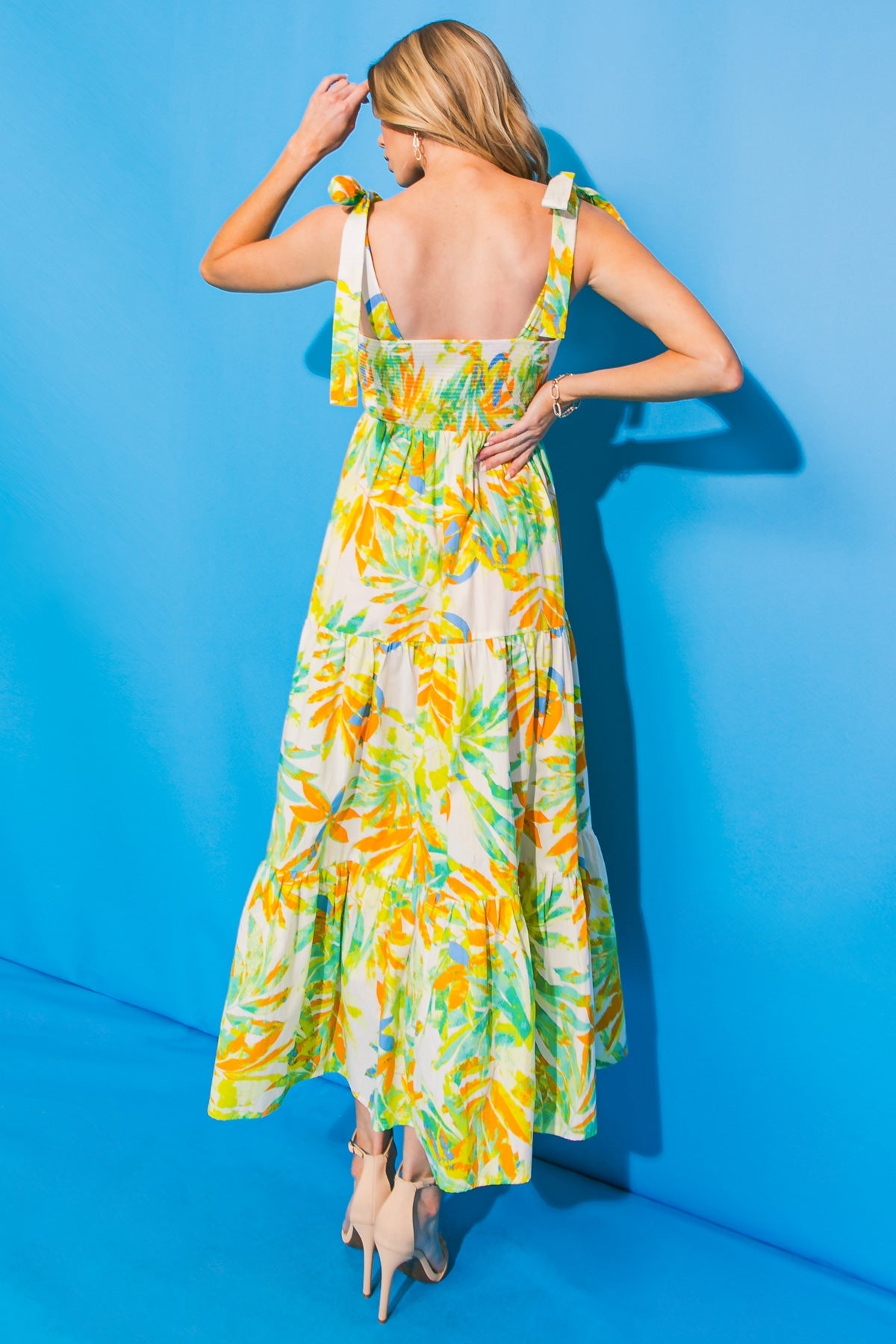 Vacation Views Floral Woven Midi Dress